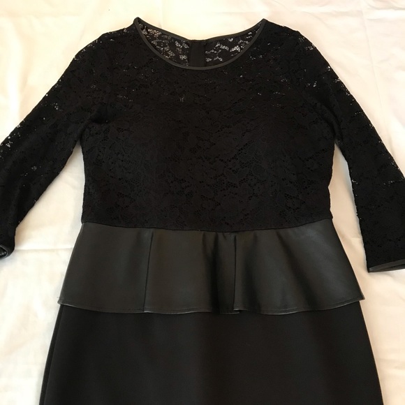 Guess Black Leather and Lace Peplum Dress 12 - Picture 4 of 5